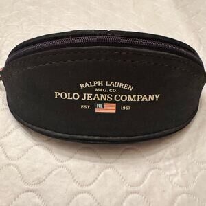 VTG Ralph Lauren Polo Jeans Company Faux Suede Sunglasses Zip Case Preppy Flag